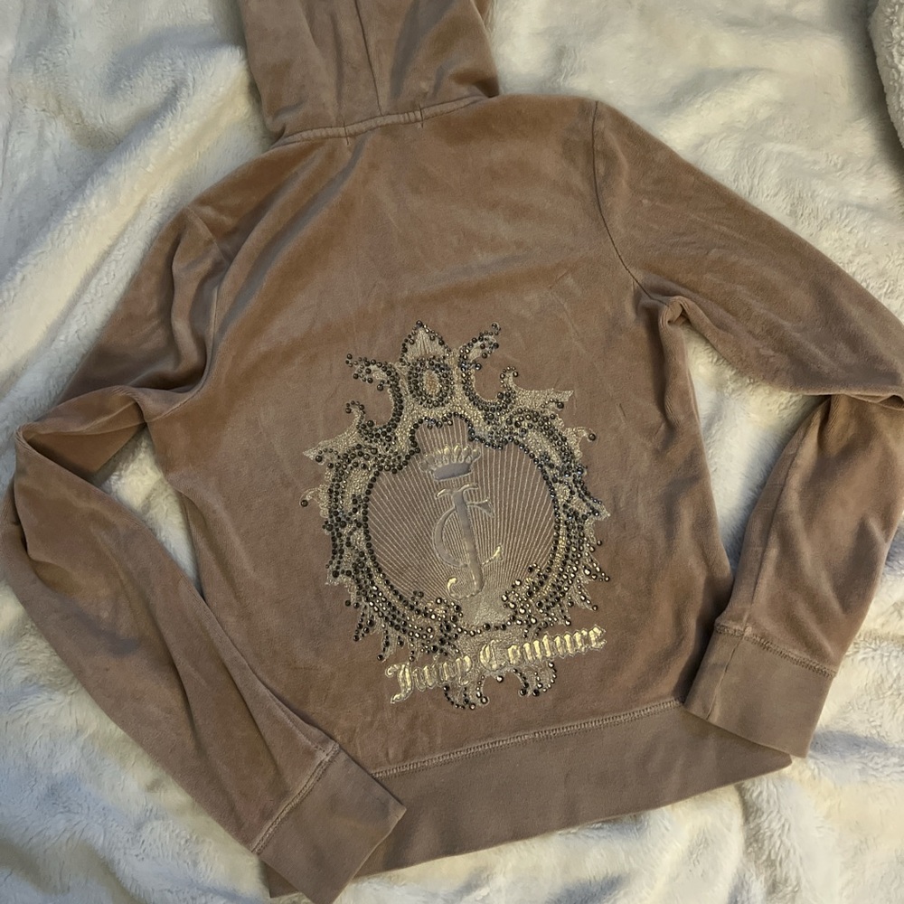 Juicy Couture Brown/Camel Hoodie with Embellished Crystal Logo